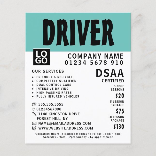 Flyer Escola de condução moderna, propaganda instrutora (Frente)