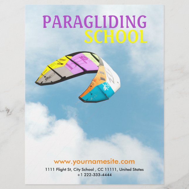 Flyer ESCOLA DE PARAGLIDAÇÃO - modelo (Frente)