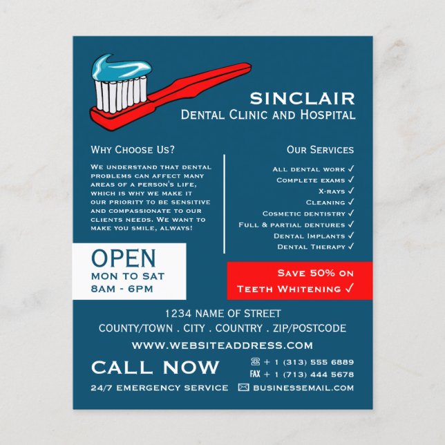 Flyer Escova de dentes e pasta de dentes, Odontologia, A (Frente)