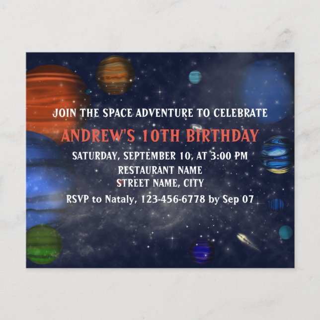 Flyer Espaço Exterior com planetas e galáxias (Frente)