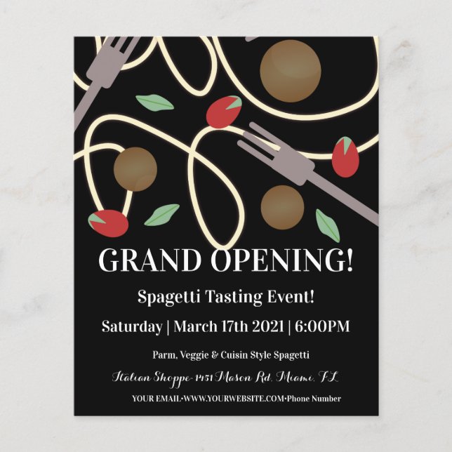 Flyer Espaguete Massas alimentícias italianas Jantadas U (Frente)