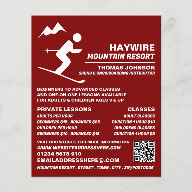 Flyer Esquiador alpino, aulas/aulas de esqui/snowboard (Frente)