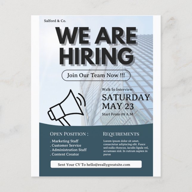 Flyer Estamos Contratando Panfleto, Vaga de Emprego, Pan (Frente)