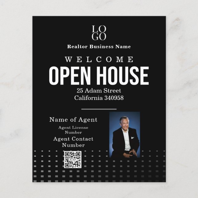Flyer Estate Open House Logo Photo Black (Frente)