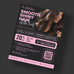 Flyer Esteticista Capilar Rosa Preto Salão de Beleza
