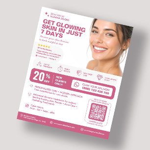 Flyer Esteticista Rosa Cuidador da Pele Beautician
