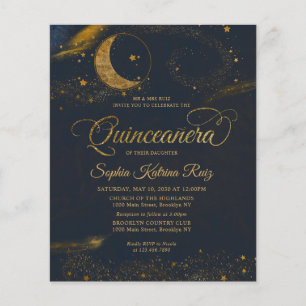 Flyer Estrelas Azuis Celestiais Baratas Quinceanera