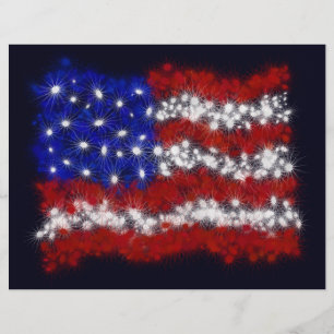 Flyer Estrelas de fogos de artifício e Bandeira American