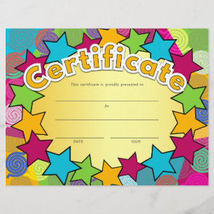 Flyer Estrelas e Formas Coloridas Prêmio de Certificado