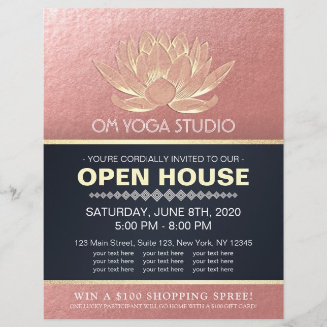 Flyer Estúdio de YOGA Instrutor de Meditação Casa Aberta (Frente)