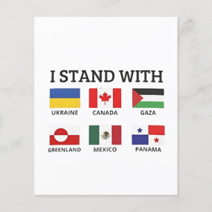 Flyer Eu fico com o Canadá México Gaza Ucrânia