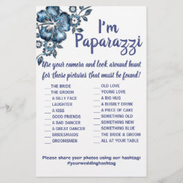 Flyer Eu sou paparazzi Game Card Blue Flower Wedding