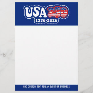 Flyer EUA 250 - O 250º aniversário do Azul Branco Vermel