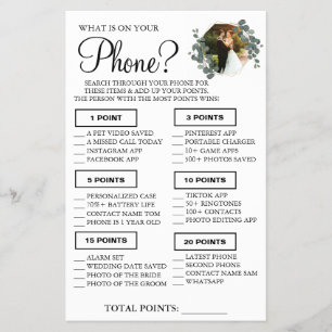 Flyer Eucalipto O que está no seu telefone Carta de jogo