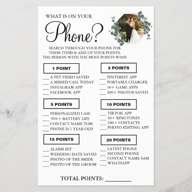 Flyer Eucalipto O que está no seu telefone Carta de jogo (Frente)