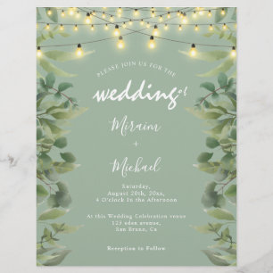 Flyer Eucalyptus deixa Greenere e Luzes Casamento de Cor
