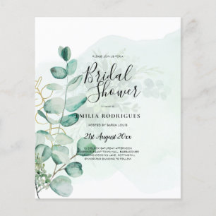 Flyer Eucalyptus deixa verde-casamento CÓDIGO QR moderno