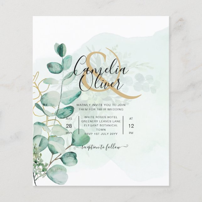 Flyer Eucalyptus deixa verde-casamento CÓDIGO QR moderno (Frente)