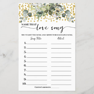 Flyer Eucalyptus Dourado Name Love Song Chá Game Card