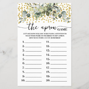 Flyer Eucalyptus Gold The Apron Bridal Shower Game Card