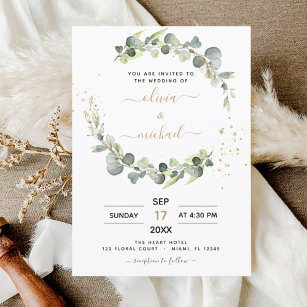 Flyer Eucalyptus Greenery Convites para Casamento