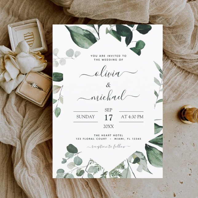 Flyer Eucalyptus Greenery Convites para Casamento (Criador carregado)