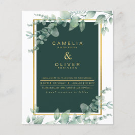 Flyer Eucalyptus Greenery Dourado Emerald Casamento QR C