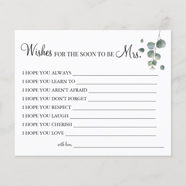 Flyer Eucalyptus quer que em breve seja a Sra. Card (Frente)