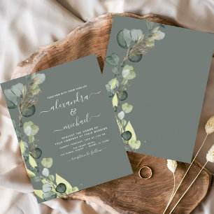 Flyer Eucalyptus Sage Convite para Casamento Verde