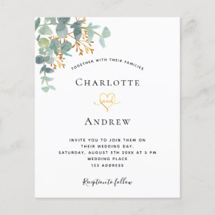 Flyer Eucalyptus verde ouro convite para o casamento