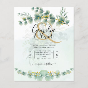 Flyer Eucalyptus Wedding Invitation Modern Greenery Dour