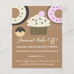 Flyer Evento Anual de Caridade de Panificação de Cupcake