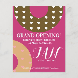 Flyer Evento de Grande Inauguração da Loja de Donuts