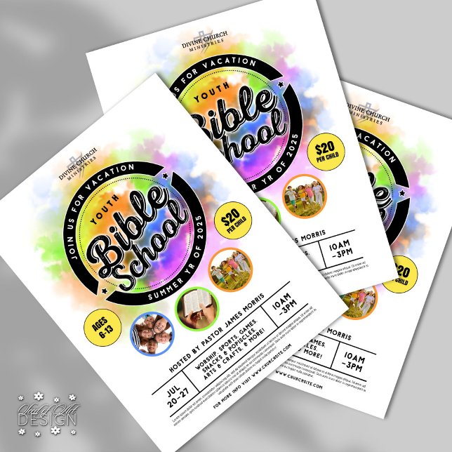 Flyer Evento de Verão da Igreja da Bíblia de Férias (Criador carregado)