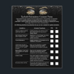 Flyer Extensão Eyelash Responsabilidade Dispensa Moderna<br><div class="desc">Extensão Eyelash Folhas de Responsabilidade de Isenção e Liberação de Folhetos de Brilho Preto.</div>