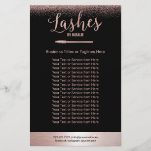Flyer Extensões de Cílios Rose Gold Salão de Beleza
