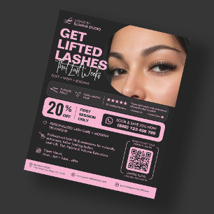 Flyer Extensões de Levantamento de Cílios Tech Aesthetic