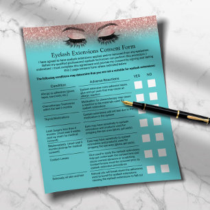 Flyer Eyelash Extensão Passivo Dispensa Rosa Teal Doura