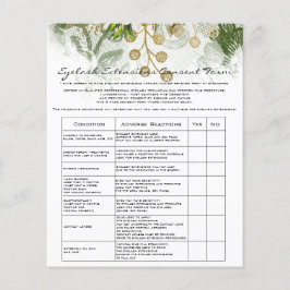 Flyer Eyelash Extensão Responsabilidade Dispensa Dourada