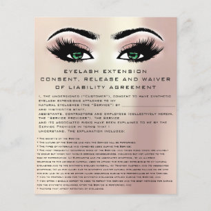 Flyer EYELASH EXTENSION CONSENT, RELEASE AND WAIVER Gree