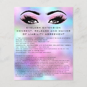 Flyer EYELASH EXTENSION LIEASE WAIVER Holograph rosa