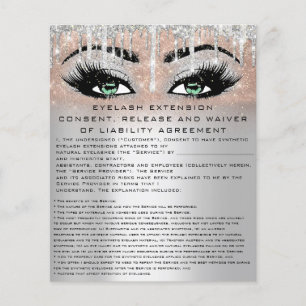 Flyer EYELASH EXTENSION RELEASE WAIVER Green Eye