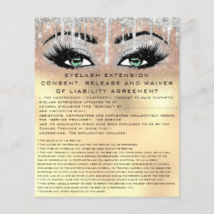 Flyer EYELASH EXTENSION RELEASE WAIVER Green Gold