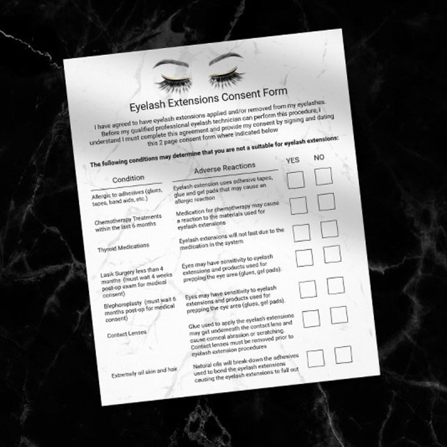 Flyer Eyelash Extensões Passivo Renúncia Moderna Marble (Criador carregado)