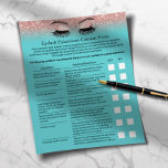Flyer Eyelash Ramal Responsabilidade Dispensa Rosa Teal<br><div class="desc">Folhetos de folga de responsabilidade de extensão de Eyelash e formulário de liberação de folhetos Dourados de Teal e Rosa.</div>