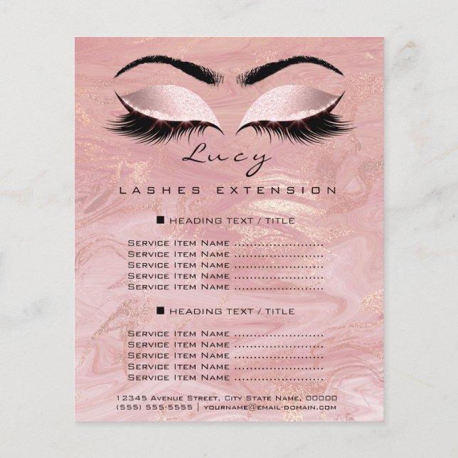 Flyer Faísca da Lista de Preços da Lash Lash do Artista  (Verso)