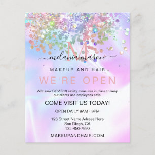 Flyer Faísca Holográfico Glitter Elegante Makeup Artista