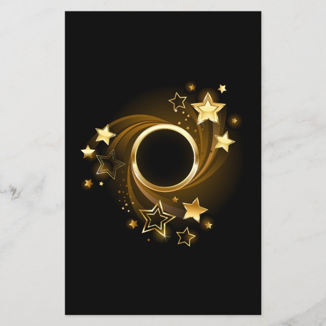 Flyer Faixa redonda com estrelas Douradas em preto (Frente)