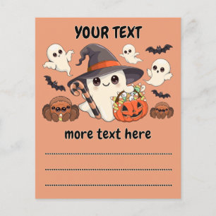 Flyer Fantasma de Halloween Fofo no Estilo Kawaii