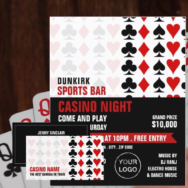 Flyer Fatos De Cartão, Noite De Casino, Indústria De Jog (Criador carregado)